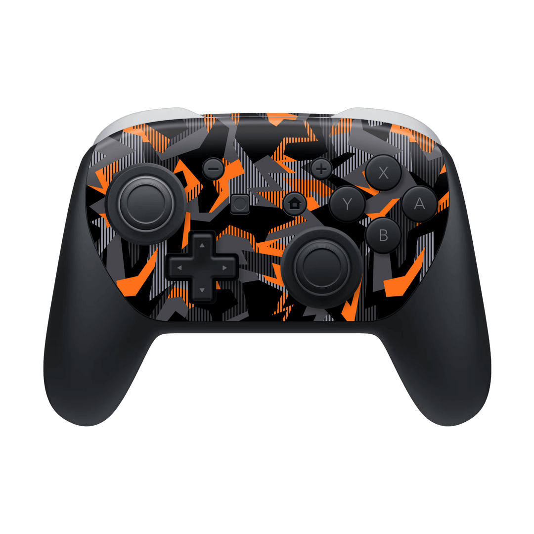 Nintendo Switch 2 PRO CONTROLLER Print Printed Custom SIGNATURE Sharp-Edged Orange Camo Camouflage Skin Wrap Sticker Decal Cover Protector by QSKINZ | qskinz.com
