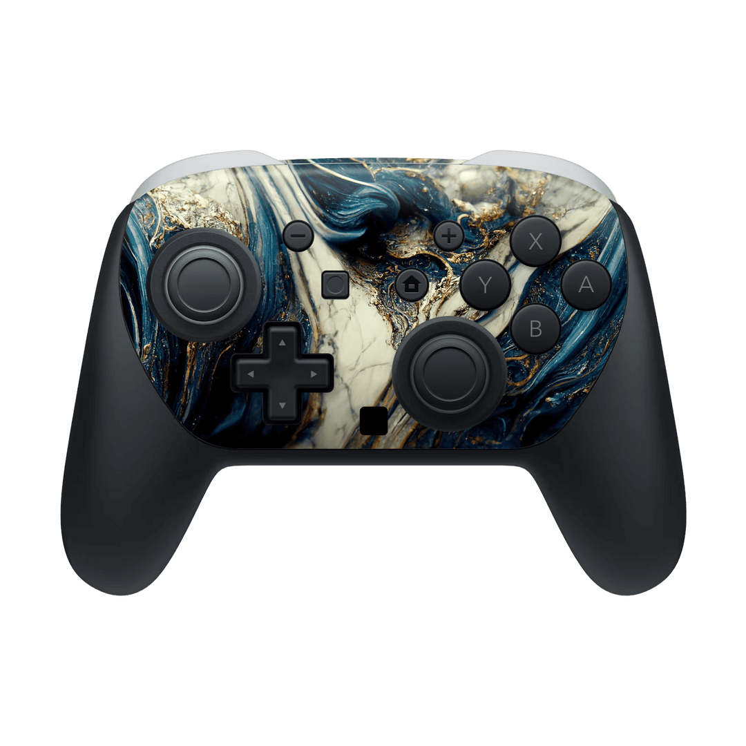 Nintendo Switch 2 PRO CONTROLLER Printed Custom SIGNATURE Agate Geode Naia Ocean Blue Stone Skin Wrap Sticker Decal Cover Protector by QSKINZ | qskinz.com
