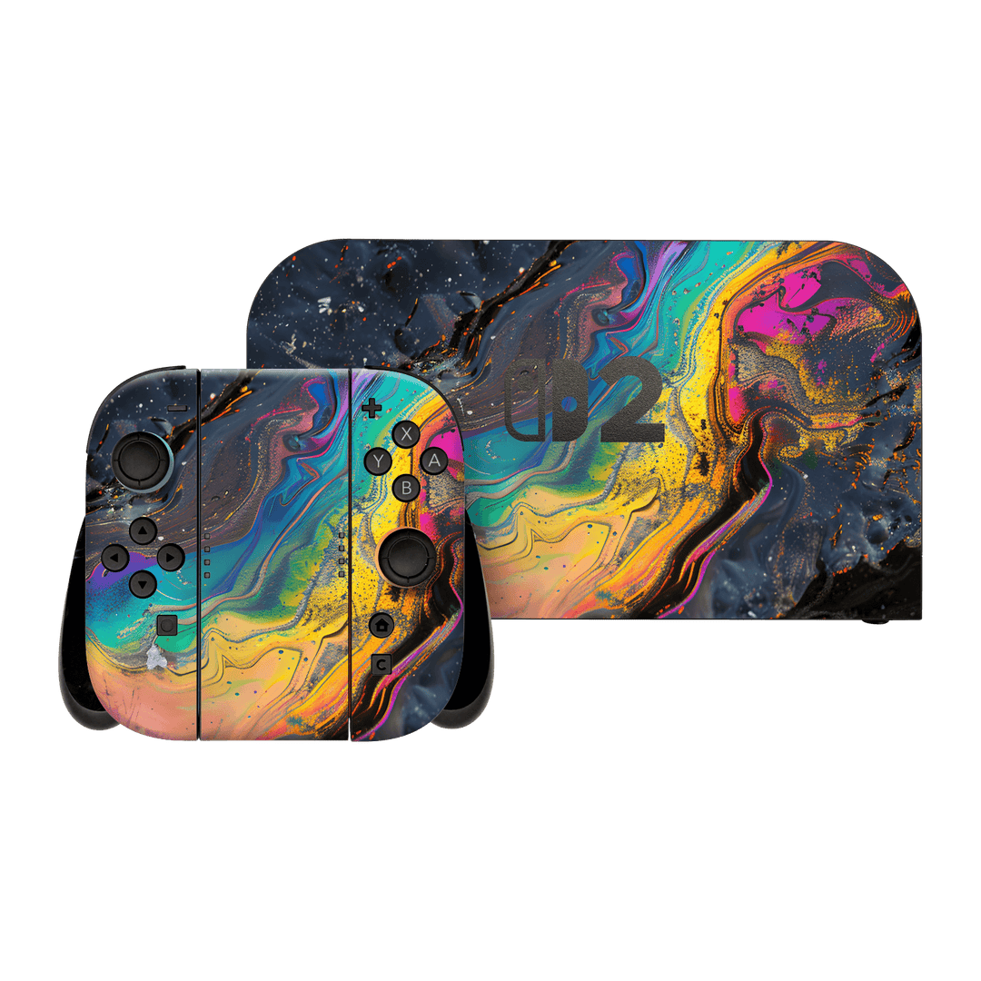 Nintendo Switch 2 Print Printed Custom SIGNATURE Aurora Auroria Stone Marble Rainbow Skin Wrap Sticker Decal Cover Protector by QSKINZ | QSKINZ.COM