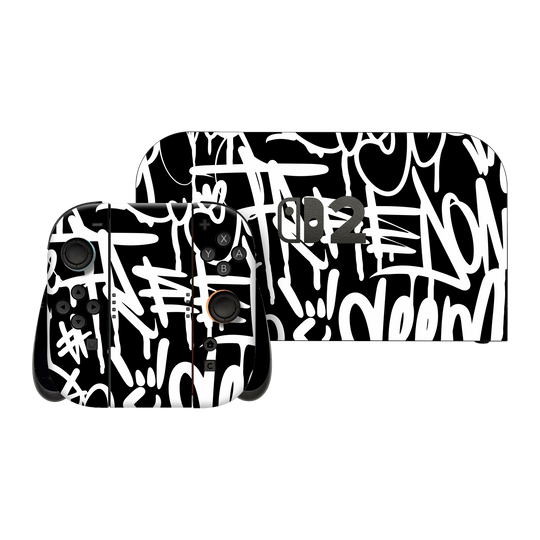 Nintendo Switch 2 Print Printed Custom SIGNATURE Monochrome Black and White Graffiti Skin Wrap Sticker Decal Cover Protector by QSKINZ | qskinz.com