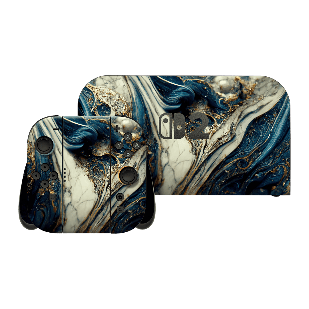 Nintendo Switch 2 Printed Custom SIGNATURE Agate Geode Naia Ocean Blue Stone Skin Wrap Sticker Decal Cover Protector by QSKINZ | qskinz.com