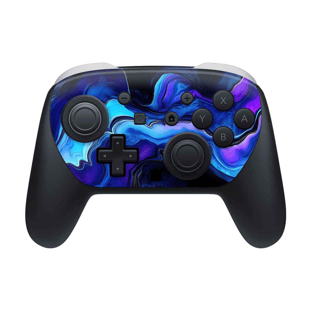 Nintendo Switch 2 Pro Controller Custom Printed SIGNATURE “Agate Geode Blue Marble” Art Skin Wrap Sticker Decal Cover Protector by QSKINZ | QSKINZ.COM