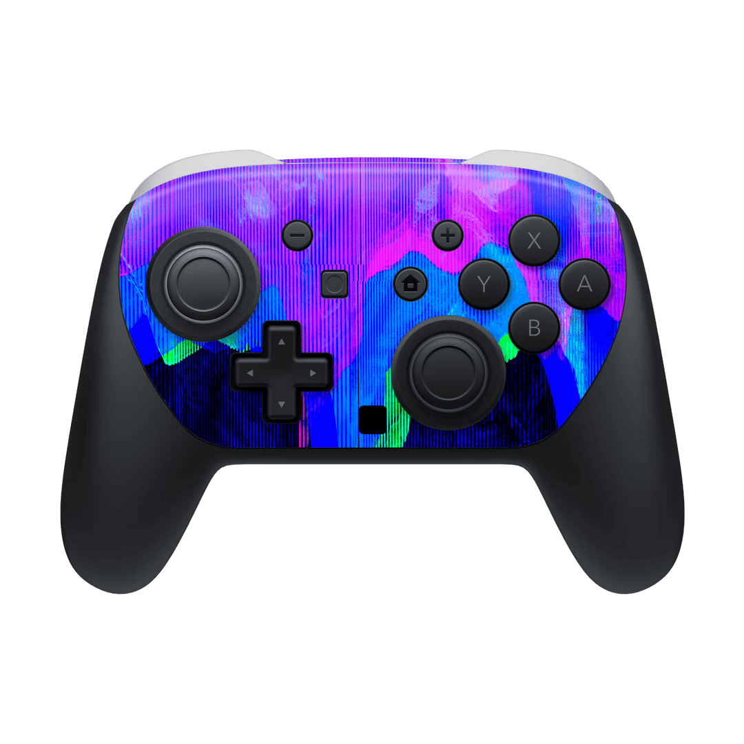 Nintendo Switch 2 Pro Controller Custom Printed SIGNATURE “Andromeda” Blue Purple Wave Skin Wrap Sticker Decal Cover Protector by QSKINZ | QSKINZ.COM