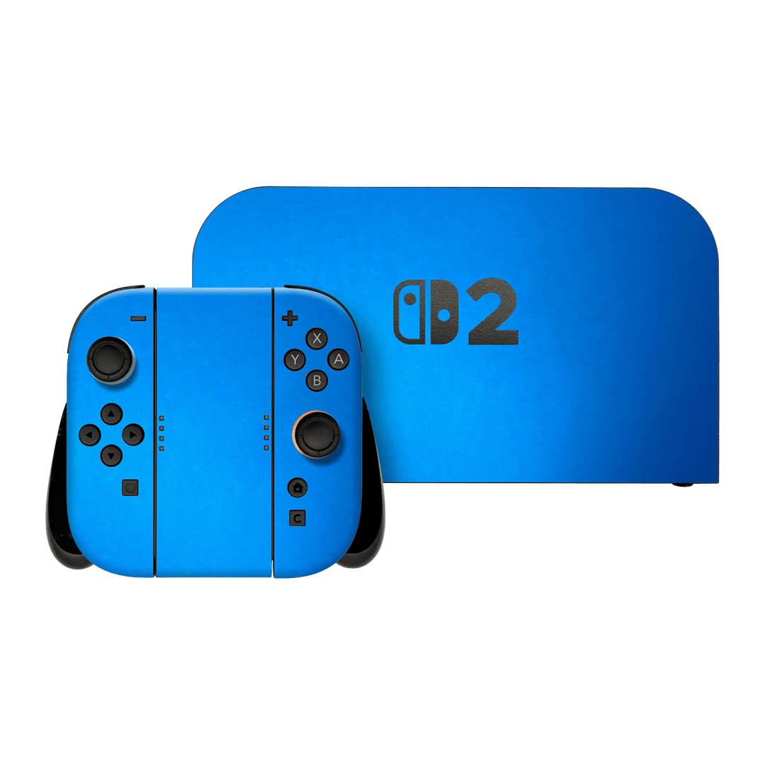 Nintendo Switch 2 Satin Blue Metallic Matt Matte Skin Wrap Sticker Decal Cover Protector by QSKINZ | qskinz.com