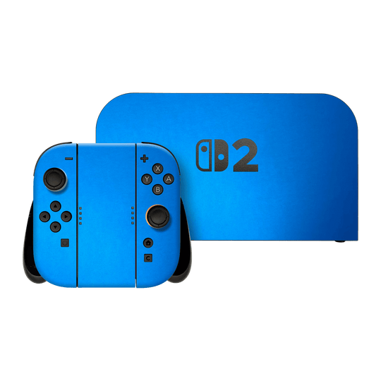Nintendo Switch 2 Satin Blue Metallic Matt Matte Skin Wrap Sticker Decal Cover Protector by QSKINZ | qskinz.com