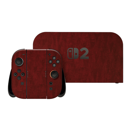 Nintendo Switch 2 Scarlet Red Wood Wooden Satin Skin Wrap Sticker Decal Cover Protector by QSKINZ | qskinz.com