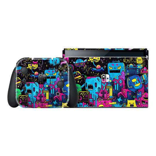 Nintendo Switch OLED Print Printed Custom SIGNATURE Arcade Rave Gaming Gamer Pixel Skin Wrap Sticker Decal Cover Protector by QSKINZ | QSKINZ.COM