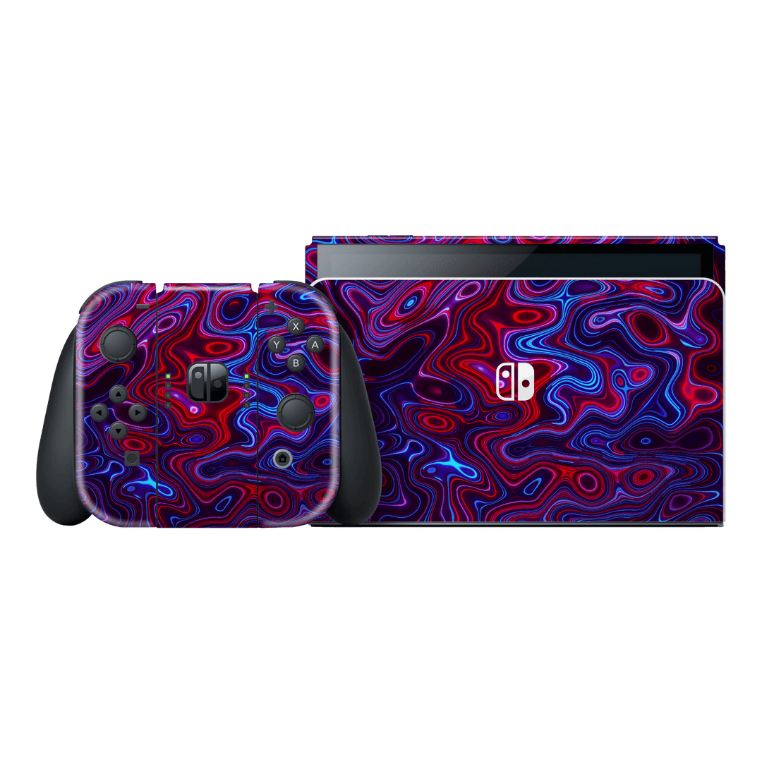 Nintendo Switch OLED Print Printed Custom SIGNATURE Flux Fusion Purple Neon Skin Wrap Sticker Decal Cover Protector by QSKINZ | QSKINZ.COM