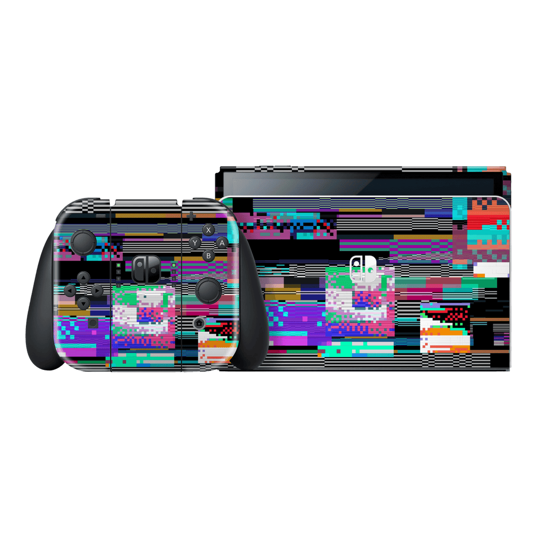 Nintendo Switch OLED Print Printed Custom SIGNATURE Glitchscape Glitch No Signal Colours Skin Wrap Sticker Decal Cover Protector by QSKINZ | QSKINZ.COM