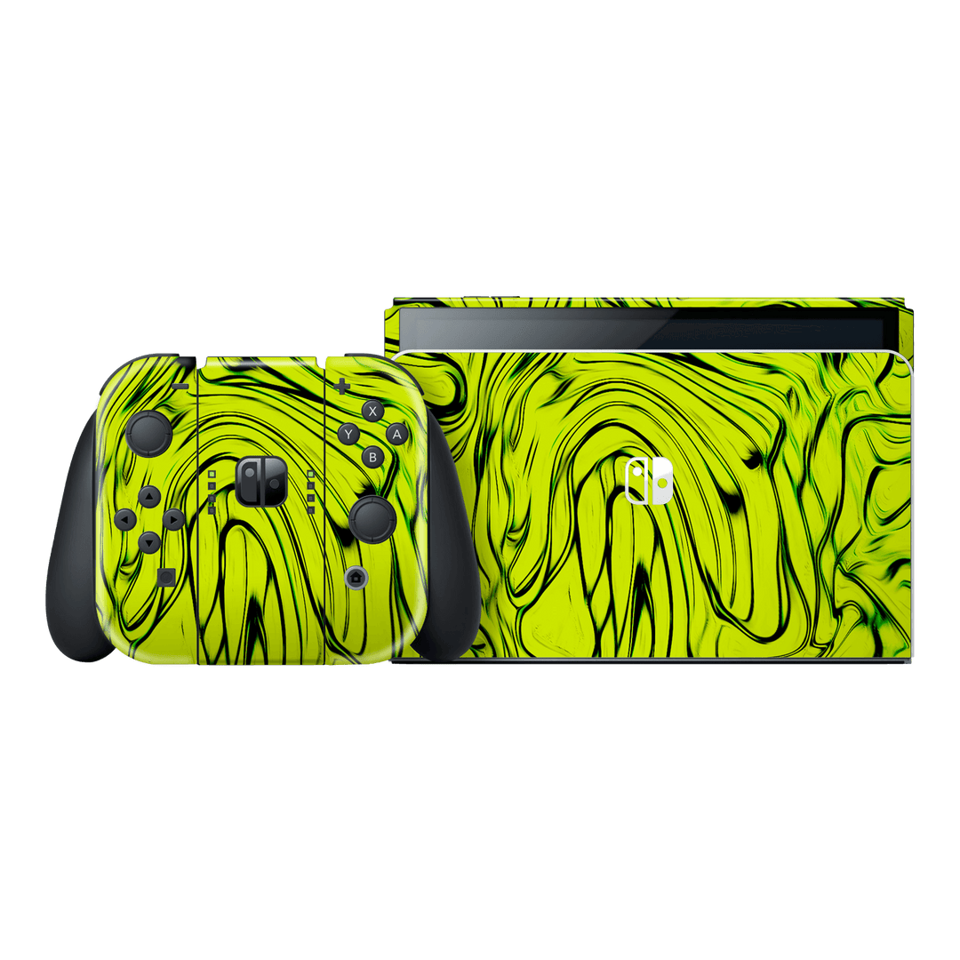 Nintendo Switch OLED Print Printed Custom SIGNATURE Hypnotic Green Electric Jade Skin Wrap Sticker Decal Cover Protector by QSKINZ | QSKINZ.COM