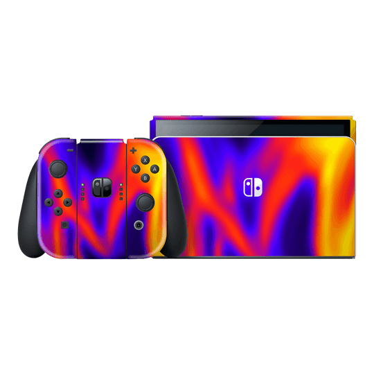 Nintendo Switch OLED Print Printed Custom SIGNATURE Infrablaze Infrared Thermal Neon Skin Wrap Sticker Decal Cover Protector by QSKINZ | QSKINZ.COM