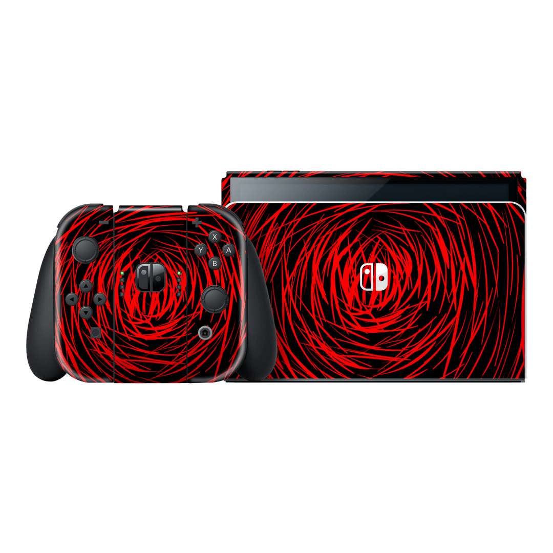 Nintendo Switch OLED Print Printed Custom SIGNATURE Quasar Red Mesh Skin Wrap Sticker Decal Cover Protector by QSKINZ | QSKINZ.COM