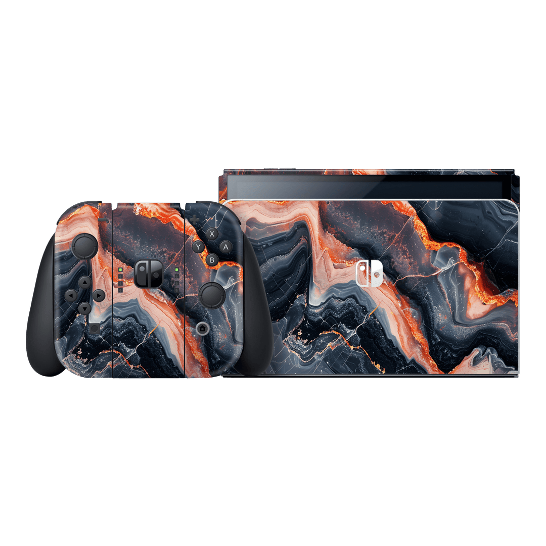 Nintendo Switch OLED Print Printed Custom SIGNATURE Terra Noir Stone Marble Skin Wrap Sticker Decal Cover Protector by QSKINZ | QSKINZ.COM