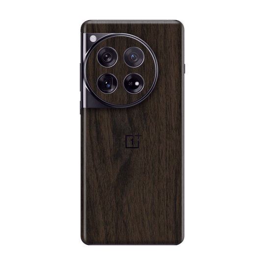 OnePlus 12 Premium Wood Wooden Dark Walnut Matte Textured Skin Wrap Sticker Decal Cover Protector by QSKINZ | qskinz.com