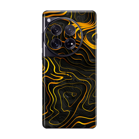 OnePlus 12 Print Printed Custom SIGNATURE Wave Waves Waver Yellow and Black Skin Wrap Sticker Decal Cover Protector by QSKINZ | QSKINZ.COM
