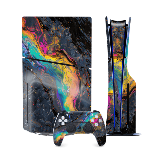 PS5 Slim (DISC Edition) Print Printed Custom SIGNATURE Aurora Auroria Stone Marble Rainbow Skin Wrap Sticker Decal Cover Protector QSKINZ | QSKINZ.COM