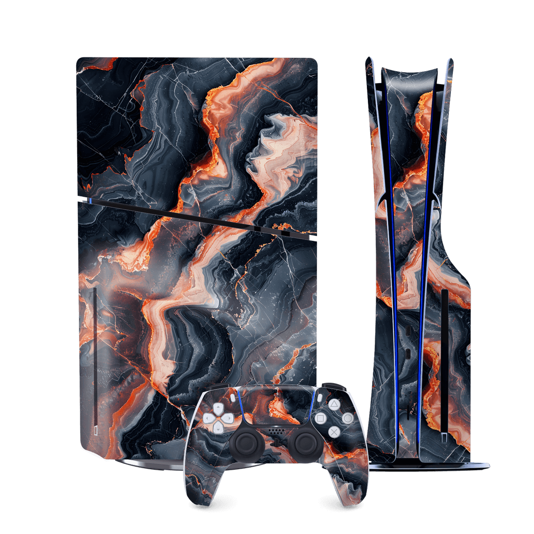 PS5 Slim (DISC Edition) Print Printed Custom SIGNATURE Terra Noir Stone Marble Skin Wrap Sticker Decal Cover Protector QSKINZ | QSKINZ.COM