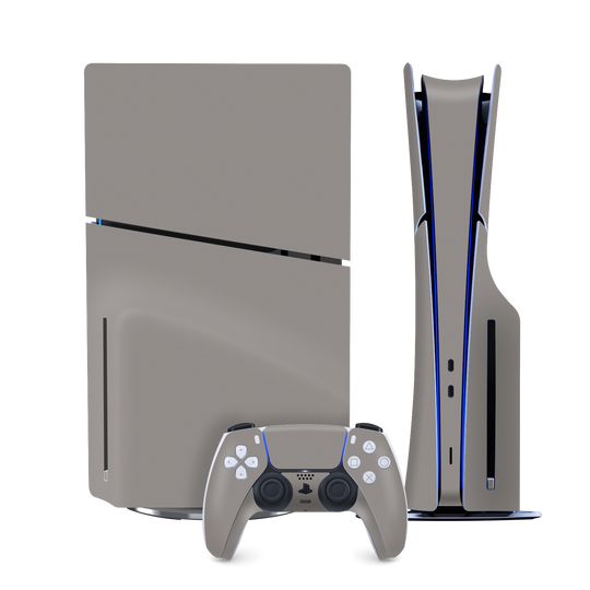 PS5 Slim (DISC Edition) Soft-Touch Matte StealthMatte Lunar Light Grey Skin Wrap Sticker Decal Cover Protector by QSKINZ | qskinz.com