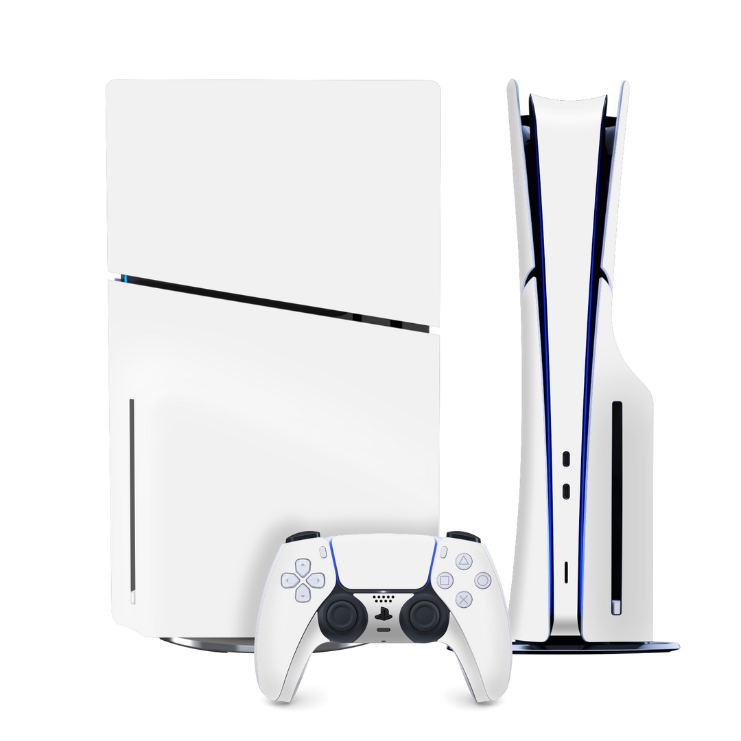 PS5 Slim (DISC Edition) Soft-Touch Matte StealthMatte Polar White Skin Wrap Sticker Decal Cover Protector by QSKINZ | qskinz.com