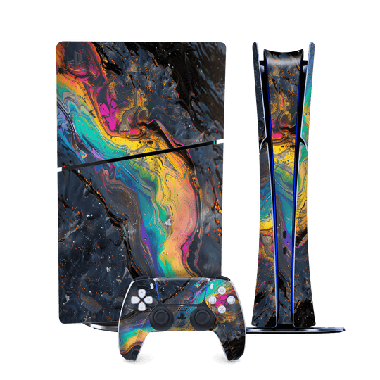 PS5 Slim (Digital Edition) Print Printed Custom SIGNATURE Aurora Auroria Stone Marble Rainbow Skin Wrap Sticker Decal Cover Protector by QSKINZ | QSKINZ.COM