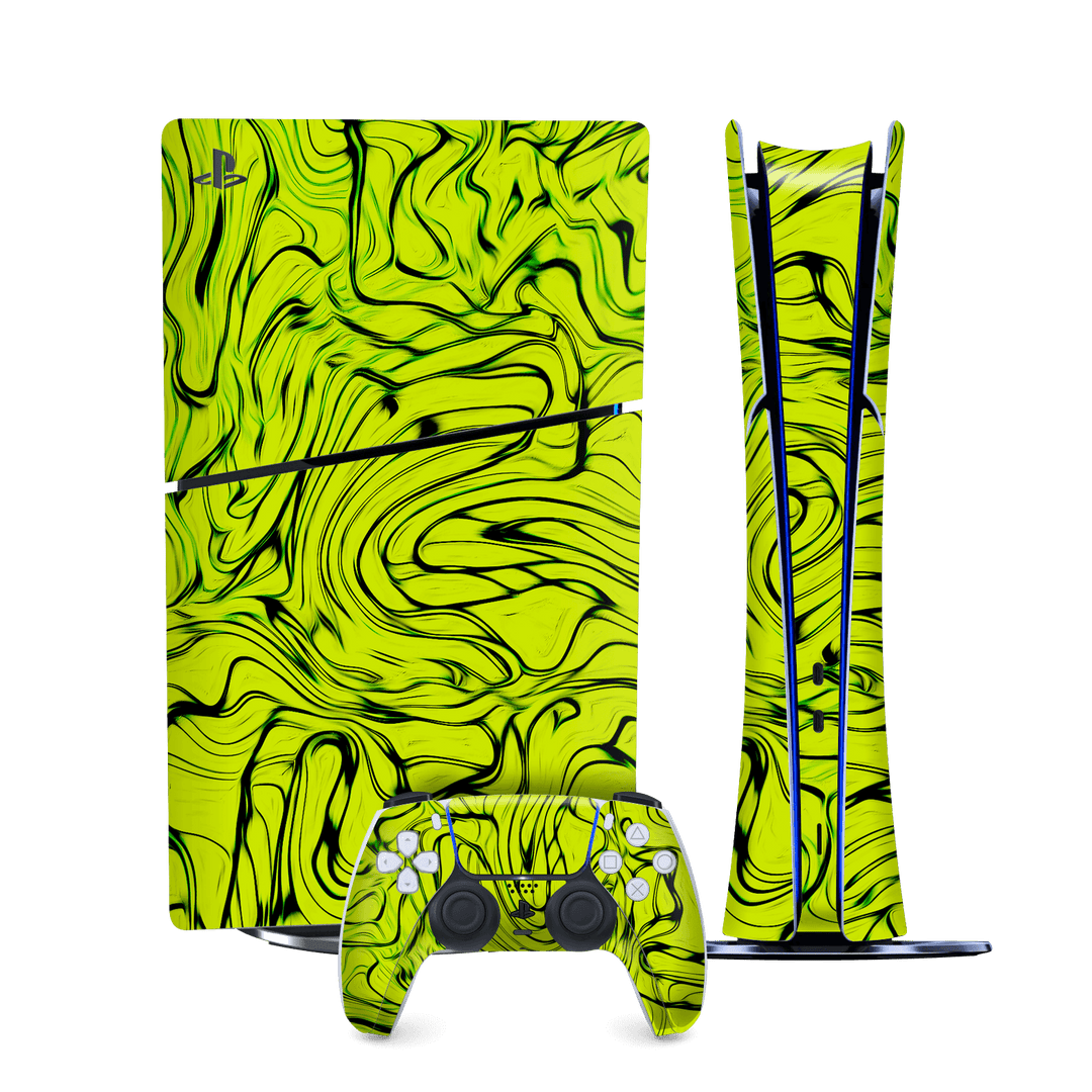 PS5 Slim (Digital Edition) Print Printed Custom SIGNATURE Hypnotic Green Electric Jade Skin Wrap Sticker Decal Cover Protector by QSKINZ | QSKINZ.COM