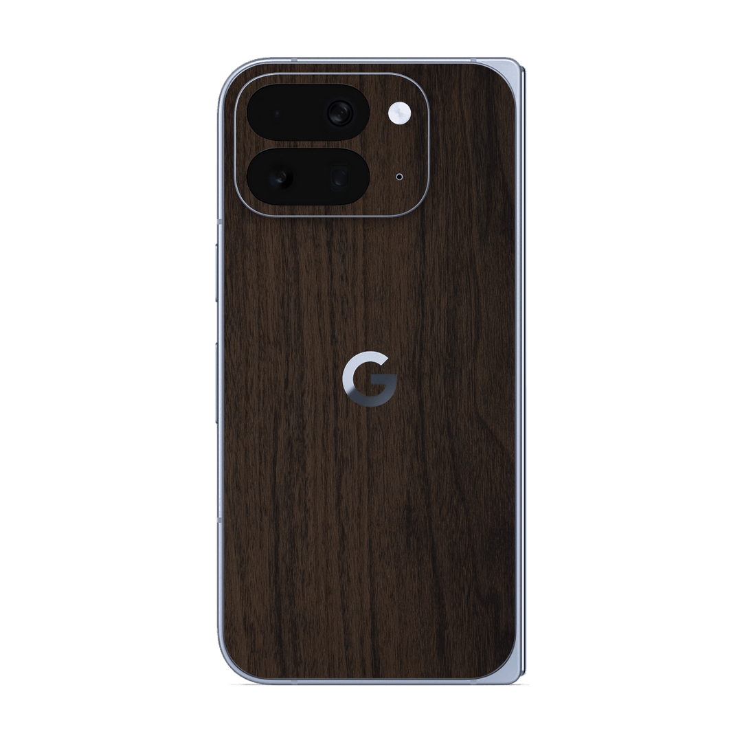 Pixel 10 Pro FOLD Premium Wood Wooden Dark Walnut Matte Textured Skin Wrap Sticker Decal Cover Protector by QSKINZ | qskinz.com