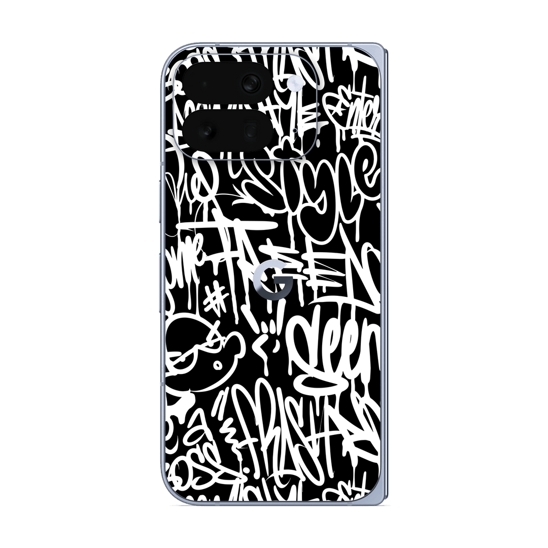 Pixel 10 Pro FOLD Print Printed Custom SIGNATURE Monochrome Black and WhiteGraffiti Skin Wrap Sticker Decal Cover Protector by QSKINZ | qskinz.com