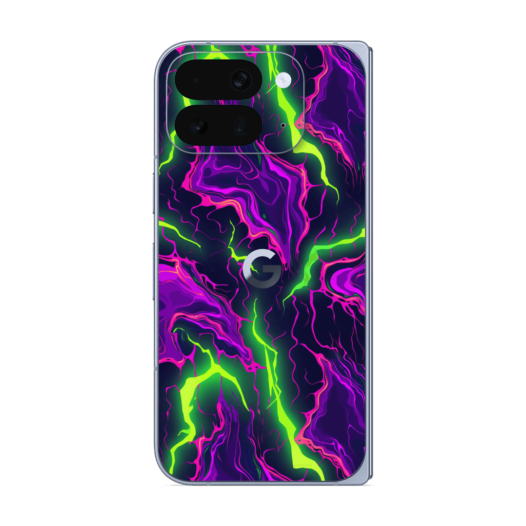 Pixel 10 Pro FOLD Print Printed Custom SIGNATURE Twisterra Twist Neon Purple Yellow Green Anime Skin Wrap Sticker Decal Cover Protector by QSKINZ | QSKINZ.COM