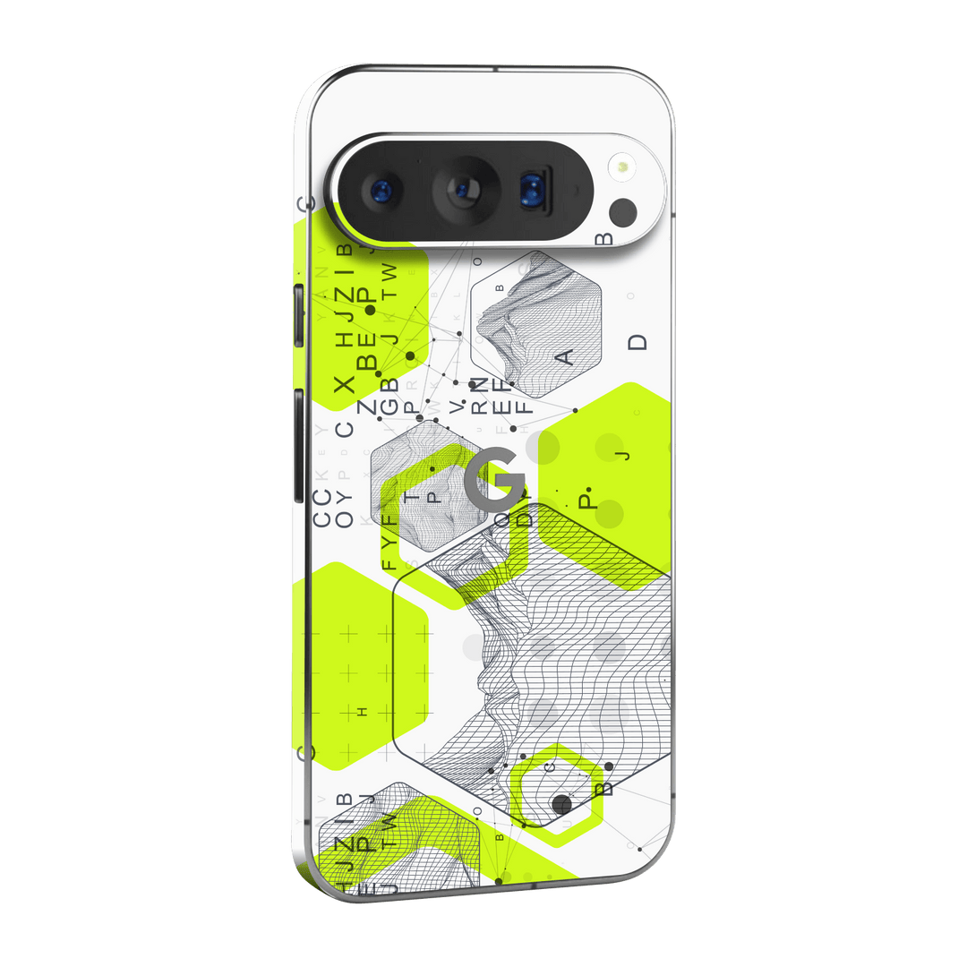 Pixel 9 PRO Printed Custom SIGNATURE “Neural Realm” AI Science Green & White Skin Wrap Sticker Decal Cover Protector by QSKINZ | QSKINZ.COM