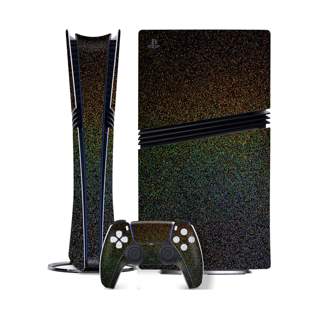 PlayStation 5 PRO (PS5 PRO) GALAXY Galactic Black Milky Way Rainbow Sparkling Metallic Gloss Finish Skin Wrap Sticker Decal Cover Protector by QSKINZ | qskinz.com