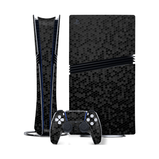 PlayStation 5 PRO (PS5 PRO) Luxuria Black Honeycomb 3D Textured Skin Wrap Sticker Decal Cover Protector by QSKINZ | qskinz.com