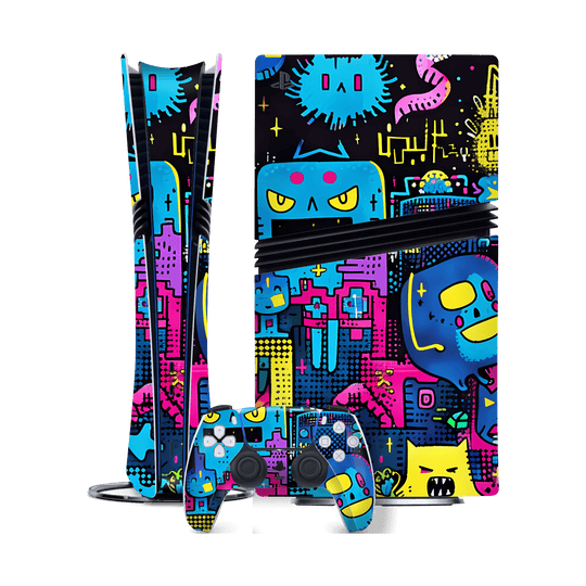PlayStation 5 PRO (PS5 PRO) Print Printed Custom SIGNATURE Arcade Rave Gaming Gamer Pixel Skin Wrap Sticker Decal Cover Protector by QSKINZ | QSKINZ.COM