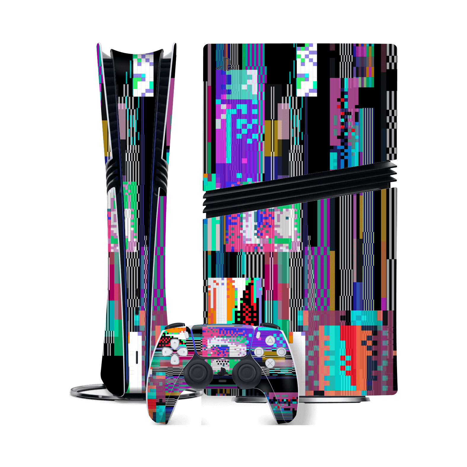 PlayStation 5 PRO (PS5 PRO) Print Printed Custom SIGNATURE Glitchscape Glitch No Signal Colours Skin Wrap Sticker Decal Cover Protector by QSKINZ | QSKINZ.COM
