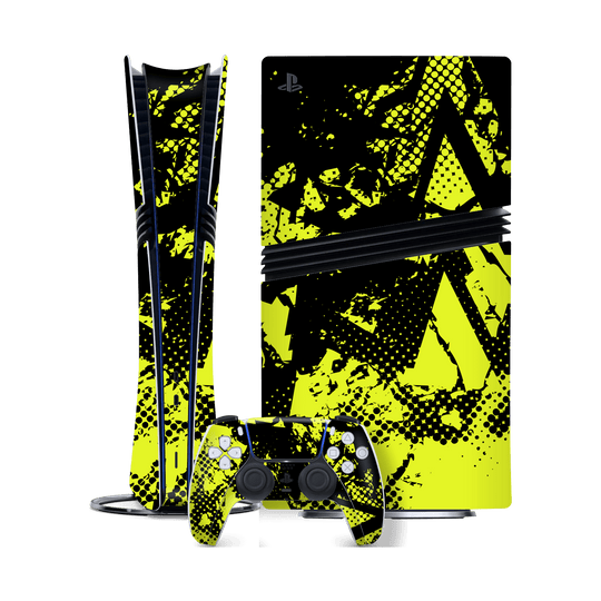 PlayStation 5 PRO (PS5 PRO) Print Printed Custom SIGNATURE Grunge Yellow Green Trace Skin Wrap Sticker Decal Cover Protector by QSKINZ | QSKINZ.COM
