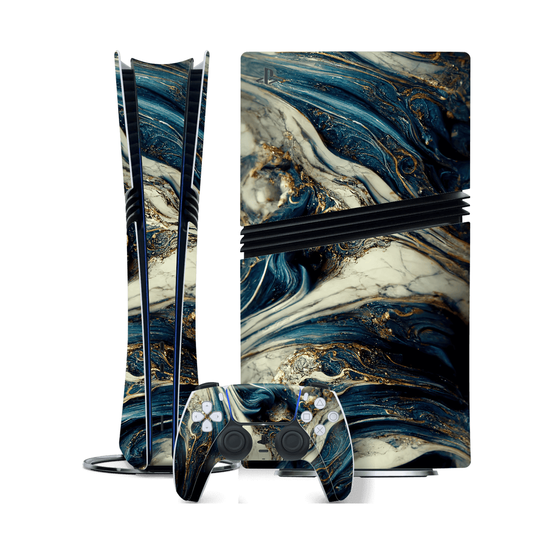 PlayStation 5 PRO (PS5 PRO) Printed Custom SIGNATURE Agate Geode Naia Ocean Blue Stone Skin Wrap Sticker Decal Cover Protector by QSKINZ | qskinz.com