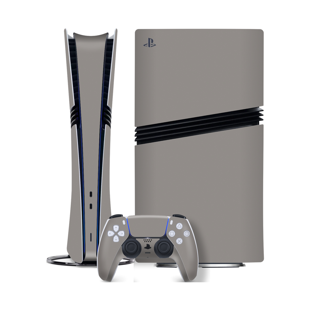 PlayStation 5 PRO (PS5 PRO) Soft-Touch Matte StealthMatte Lunar Light Grey Skin Wrap Sticker Decal Cover Protector QSKINZ | qskinz.com