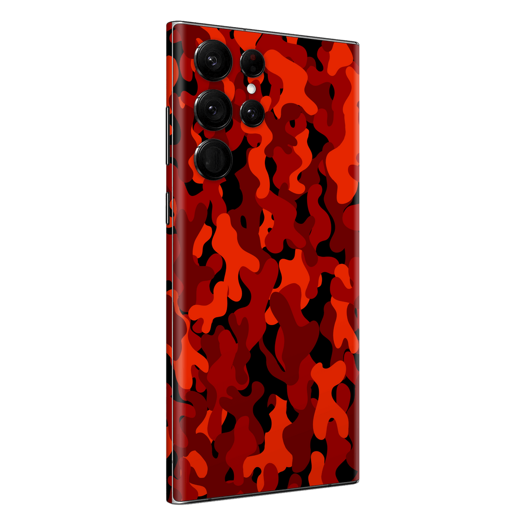 Samsung Galaxy S22 ULTRA Print Printed Custom SIGNATURE Fire Red Camo Camouflage Skin Wrap Sticker Decal Cover Protector by QSKINZ | QSKINZ.COM