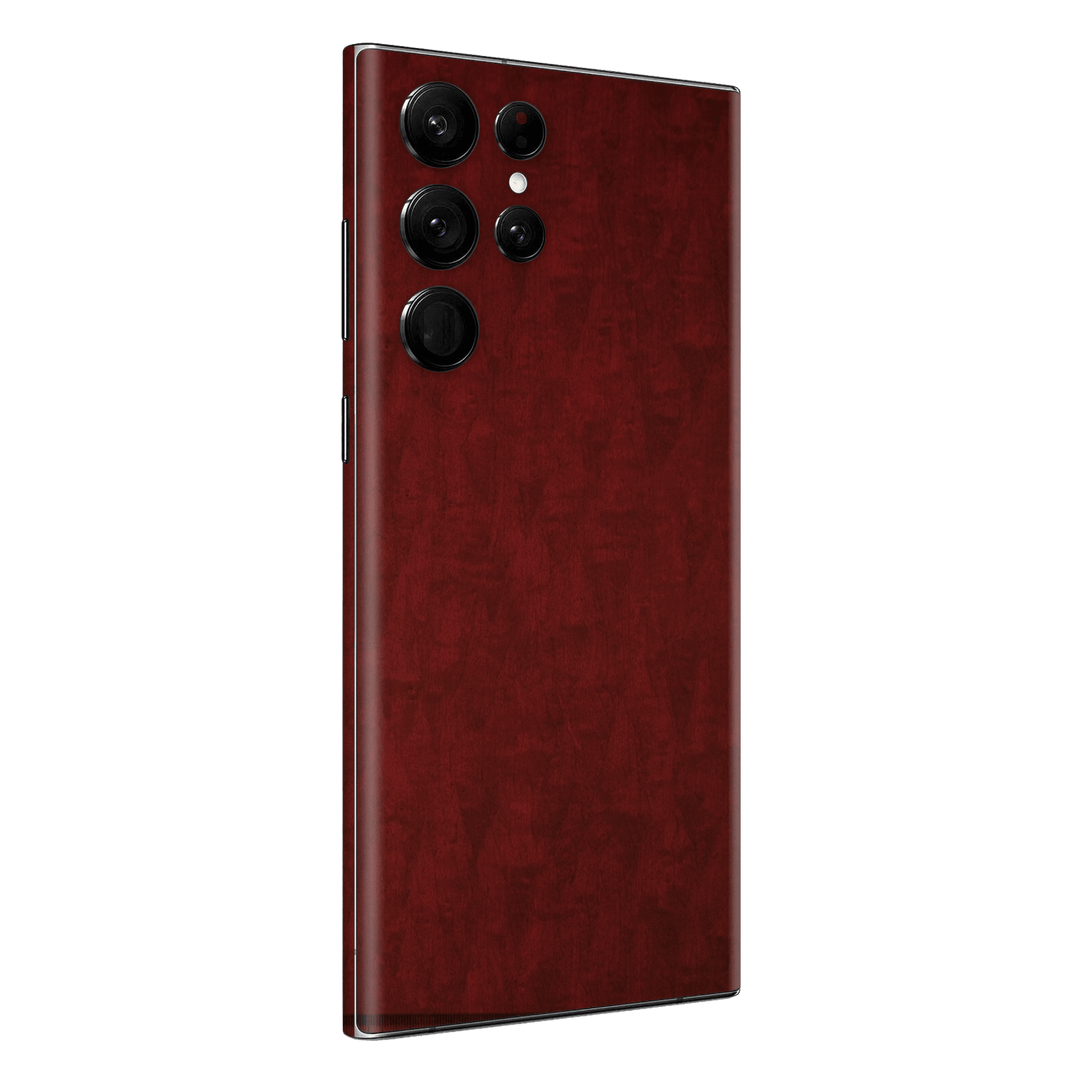Samsung Galaxy S22 ULTRA Scarlet Red Wood Wooden Satin Skin Wrap Sticker Decal Cover Protector by QSKINZ | qskinz.com