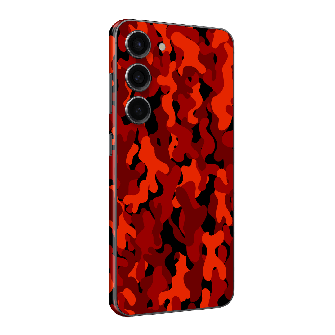 Samsung Galaxy S23 Print Printed Custom SIGNATURE Fire Red Camo Camouflage Skin Wrap Sticker Decal Cover Protector by QSKINZ | QSKINZ.COM