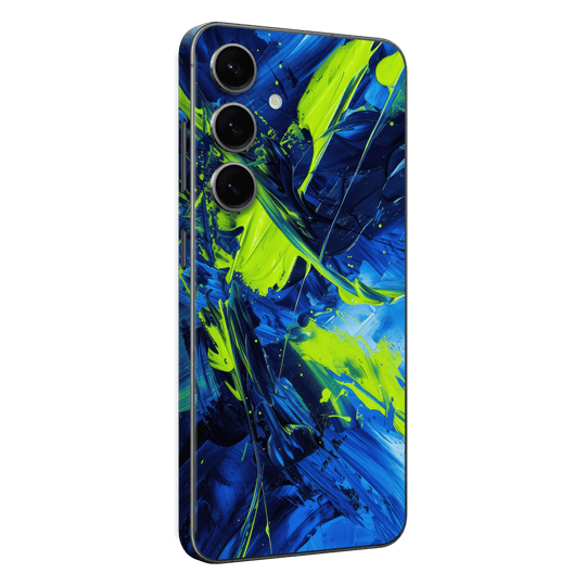 Samsung Galaxy S24(FE) Print Printed Custom SIGNATURE Glowquatic Neon Yellow Green Blue Skin Wrap Sticker Decal Cover Protector by QSKINZ | QSKINZ.COM