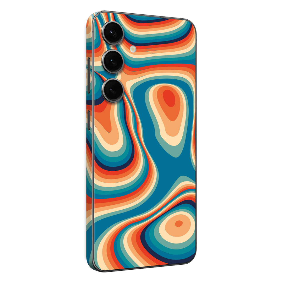 Samsung Galaxy S24(FE) Print Printed Custom SIGNATURE Swirltro Swirl Retro 70s 80s Warm Colours Skin Wrap Sticker Decal Cover Protector by QSKINZ | QSKINZ.COM