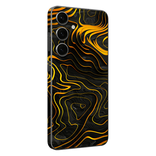 Samsung Galaxy S24(FE) Print Printed Custom SIGNATURE Wave Waves Waver Yellow and Black Skin Wrap Sticker Decal Cover Protector by QSKINZ | QSKINZ.COM
