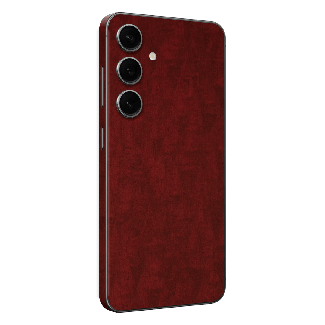 Samsung Galaxy S24 Scarlet Red Wood Wooden Satin Skin Wrap Sticker Decal Cover Protector by QSKINZ | qskinz.com