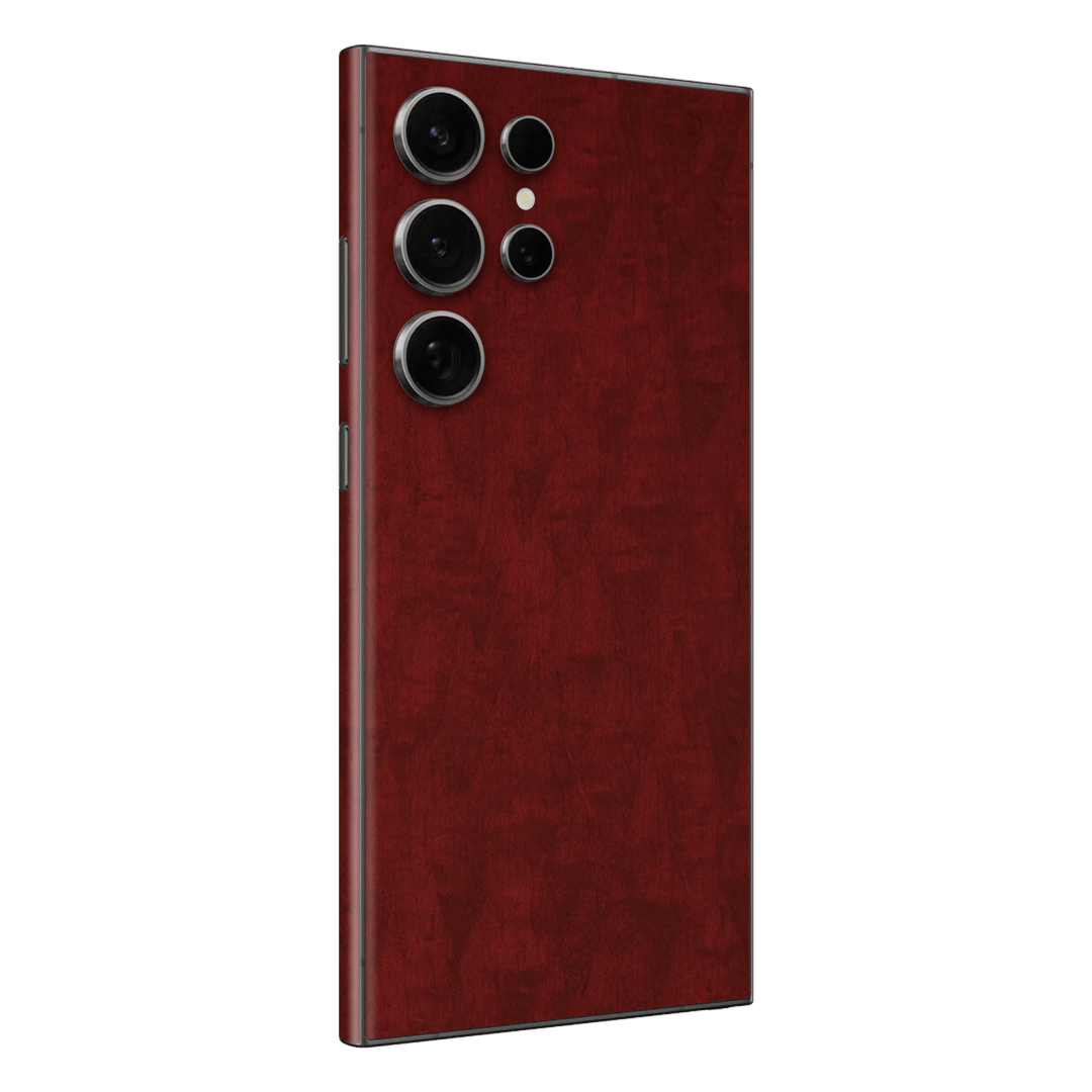 Samsung Galaxy S24 ULTRA Scarlet Red Wood Wooden Satin Skin Wrap Sticker Decal Cover Protector by QSKINZ | qskinz.com