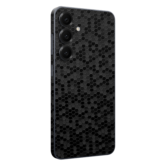 Samsung Galaxy S25 Luxuria Black Honeycomb 3D Textured Skin Wrap Sticker Decal Cover Protector by QSKINZ | qskinz.com