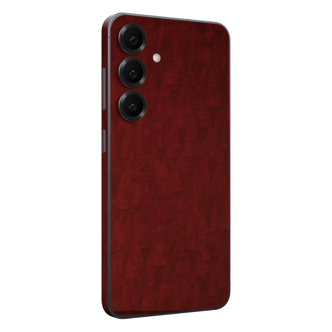 Samsung Galaxy S25+ PLUS Scarlet Red Wood Wooden Satin Skin Wrap Sticker Decal Cover Protector by QSKINZ | qskinz.com