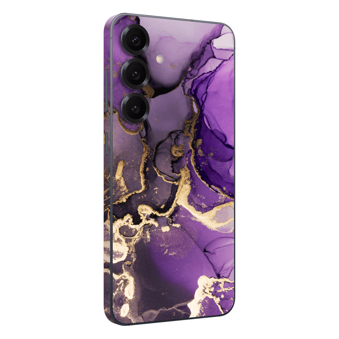 Samsung Galaxy S25 Print Printed Custom SIGNATURE AGATE GEODE Purple-Gold Skin Wrap Sticker Decal Cover Protector by QSKINZ | qskinz.com