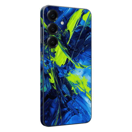 Samsung Galaxy S25 Print Printed Custom SIGNATURE Glowquatic Neon Yellow Green Blue Skin Wrap Sticker Decal Cover Protector by QSKINZ | QSKINZ.COM