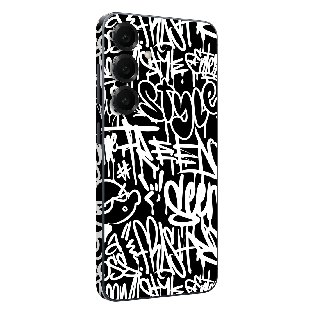 Samsung Galaxy S25 Print Printed Custom SIGNATURE Monochrome Black and WhiteGraffiti Skin Wrap Sticker Decal Cover Protector by QSKINZ | qskinz.com