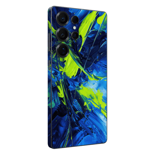 Samsung Galaxy S25 ULTRA Print Printed Custom SIGNATURE Glowquatic Neon Yellow Green Blue Skin Wrap Sticker Decal Cover Protector by QSKINZ | QSKINZ.COM